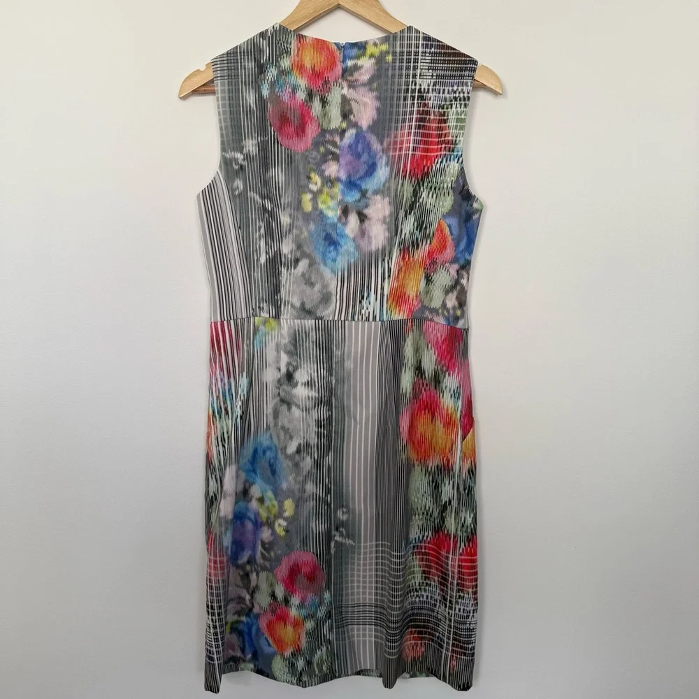 Anthropologie Nanette Lepore Sheath Dress Floral Stripes Artsy Boho Size 6 - Picture 8 of 10